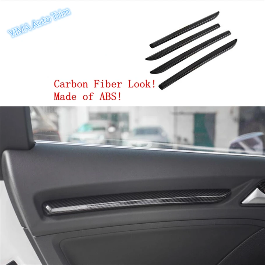 Lapetus Auto Styling Inner Door Handle Strip Cover Trim Carbon Fiber Style ABS Fit For Audi A3 V8 2014 2015 2016 2017 2018 2019