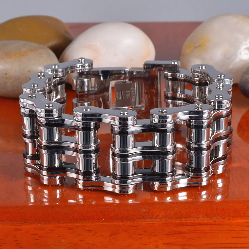 Крупные двухрядные браслеты из нержавеющей стали для мужчин ювелирные изделия