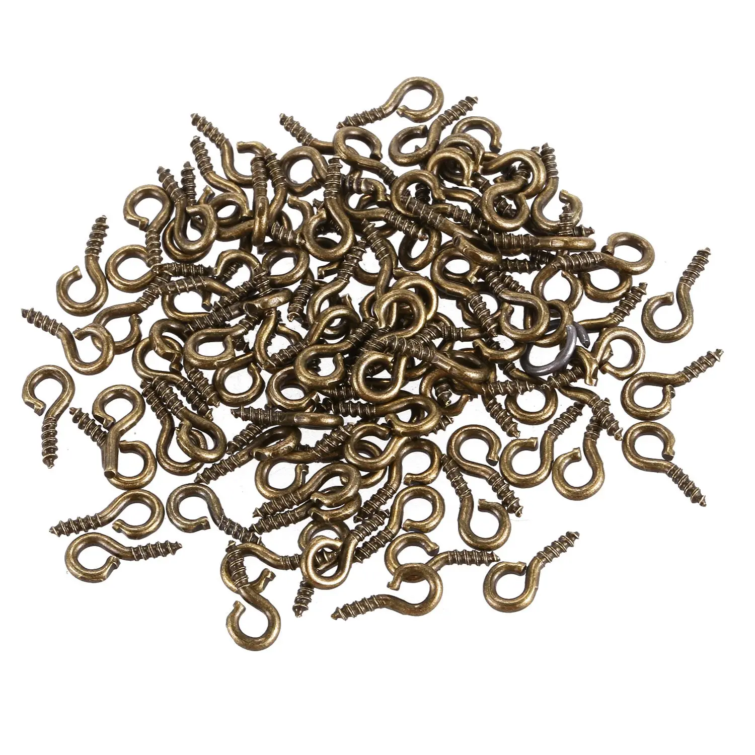 Brand New 100 x 8mm Bronze Small Tiny Mini Eye Pins Eyepins Hooks Eyelets Screw Threaded | Nails