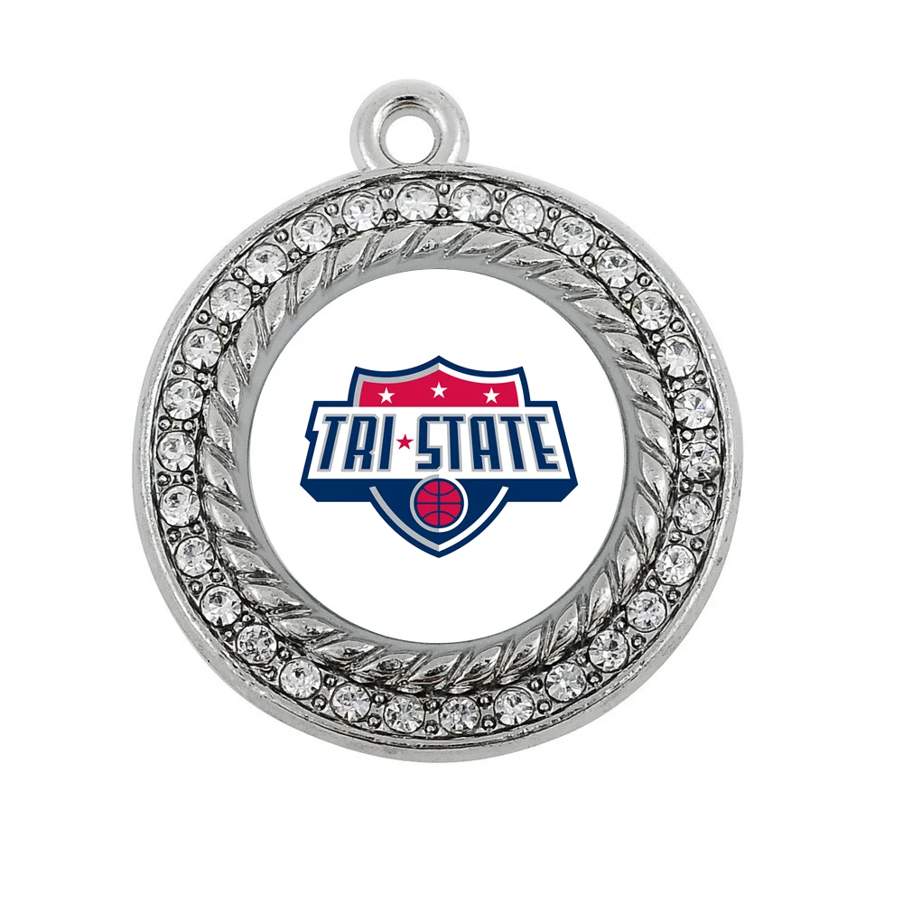 

ANTIQUE SILVER PLATED CRYSTAL JEWELRY Tri-State BIG3 basketball 3-3 CHARM