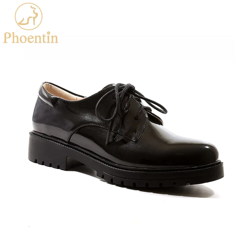 

Туфли женские из лакированной кожи, на низком каблуке, на платформе, FT592, черные, FT592, 2019