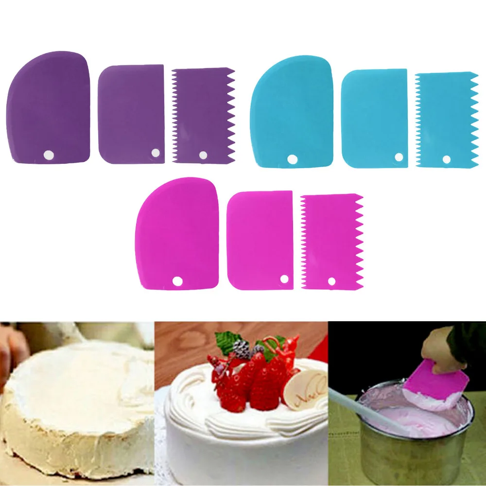 Behogar 3 шт. скребки Ассорти Стиль торт Fondant (сахарная) шоколада Гладкий полировщик