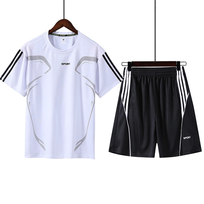 Белый Summer T Shirt Men New Black And White cotton Short Sleeve T-shirts Men Clothes Solid Color Brand casual Male T shirt Suit - Цвет: Белый