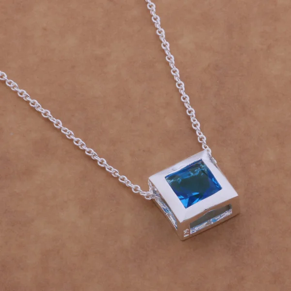 Женское ожерелье из серебра AN582 подвеска книга с синим камнем|necklace life|necklace ironnecklace
