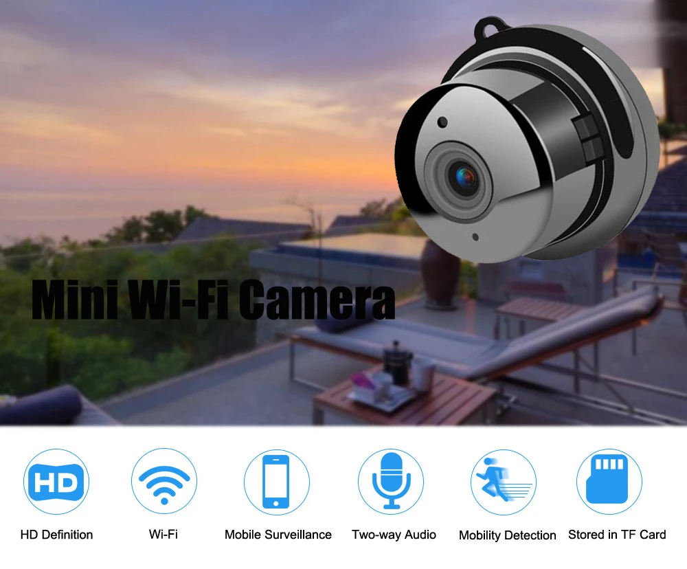 Домашняя камера видеонаблюдения HD Mini WiFi беспроводная маленькая инфракрасная с