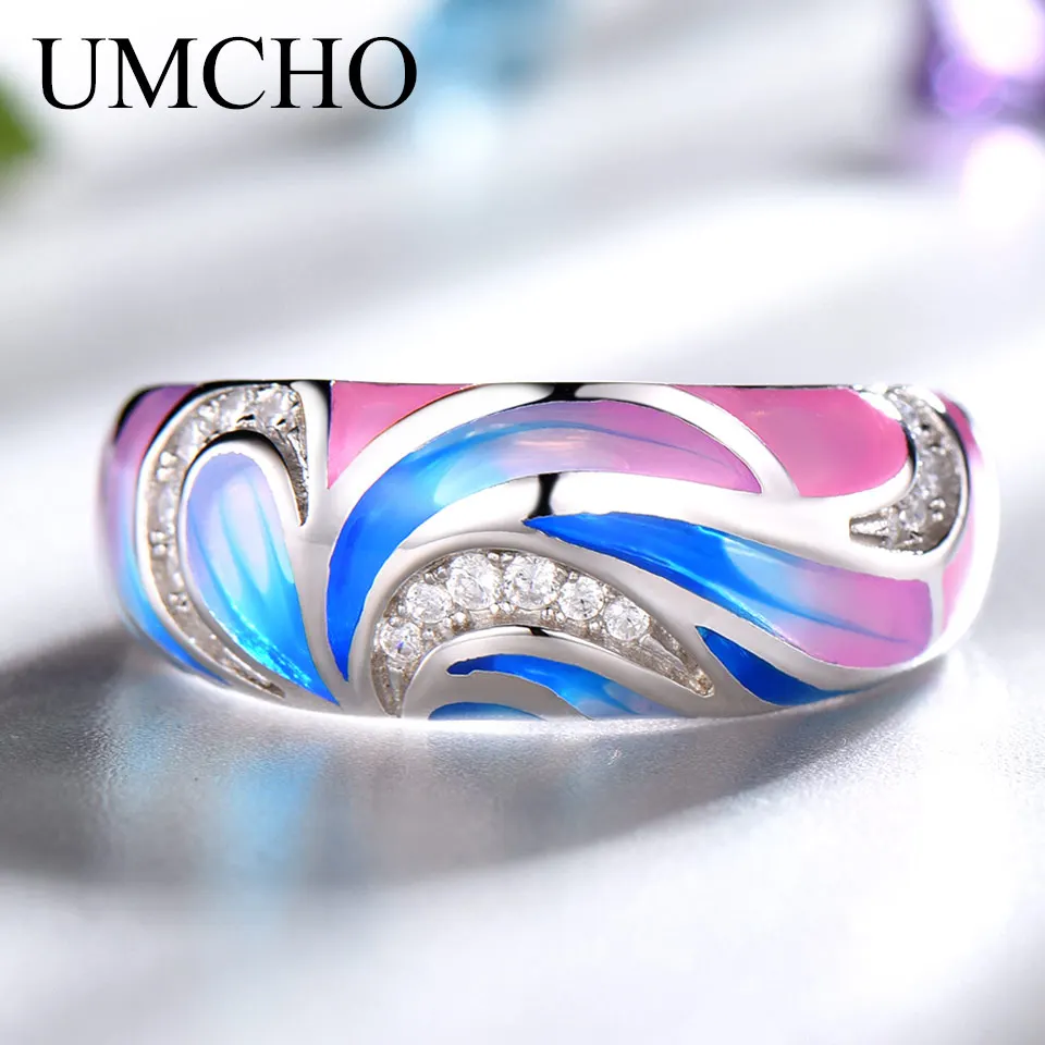 Женское кольцо с цветком UMCHO вечерние кольца из стерлингового серебра 925 пробы