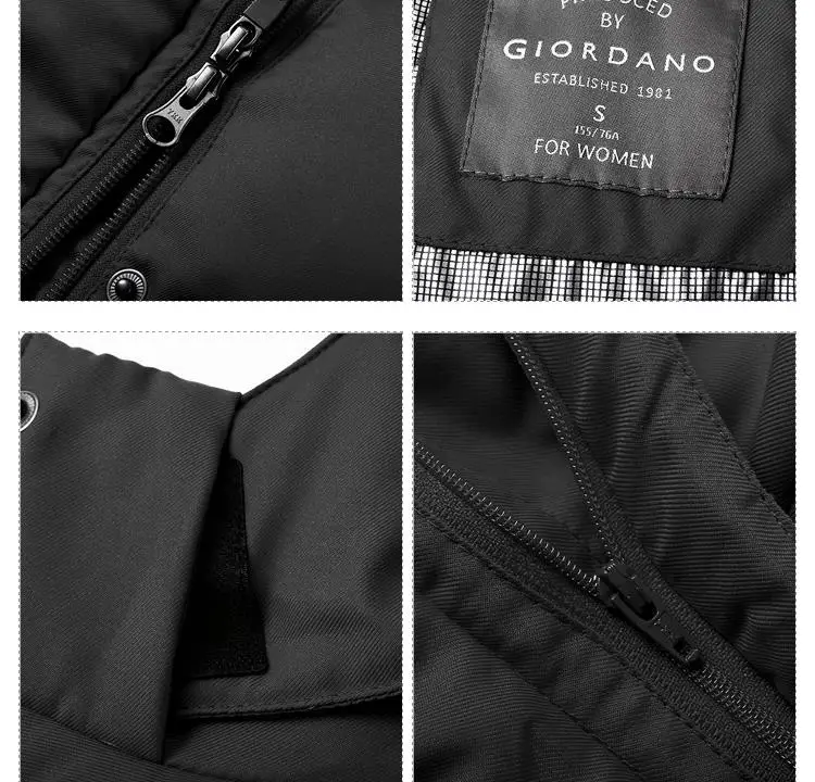 Giordano женский длинный зимний пуховик с капюшоном, набивка из натурального гусиного пуха