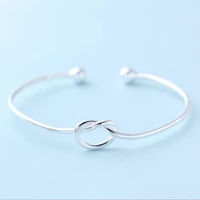 silver plated jewelry simple love knot slender opening female high quality popular personality bracelet sl041