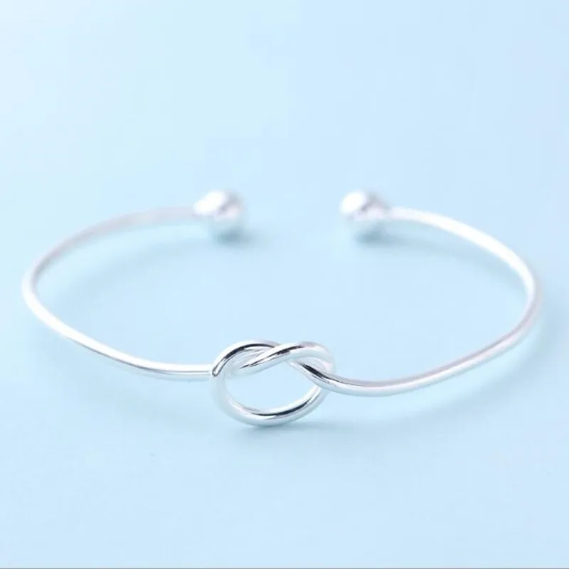 Браслет женский из стерлингового серебра 925 пробы простой с узлом|love knot bracelet|love