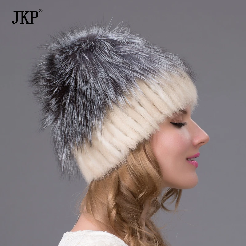Лидер продаж 2021 модные зимние теплые женские вязаные шапки норковые