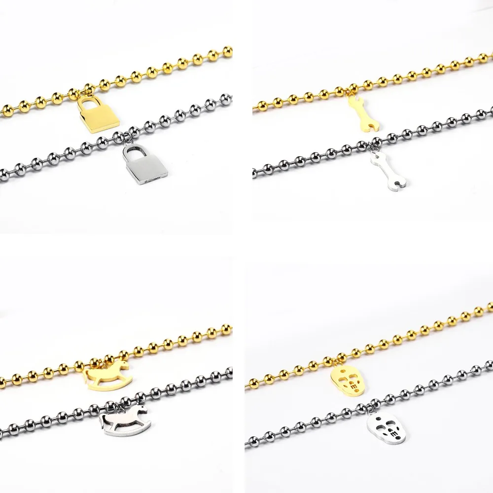 Для мальчиков и девочек браслет из нержавеющей стали с подвеской золотой |