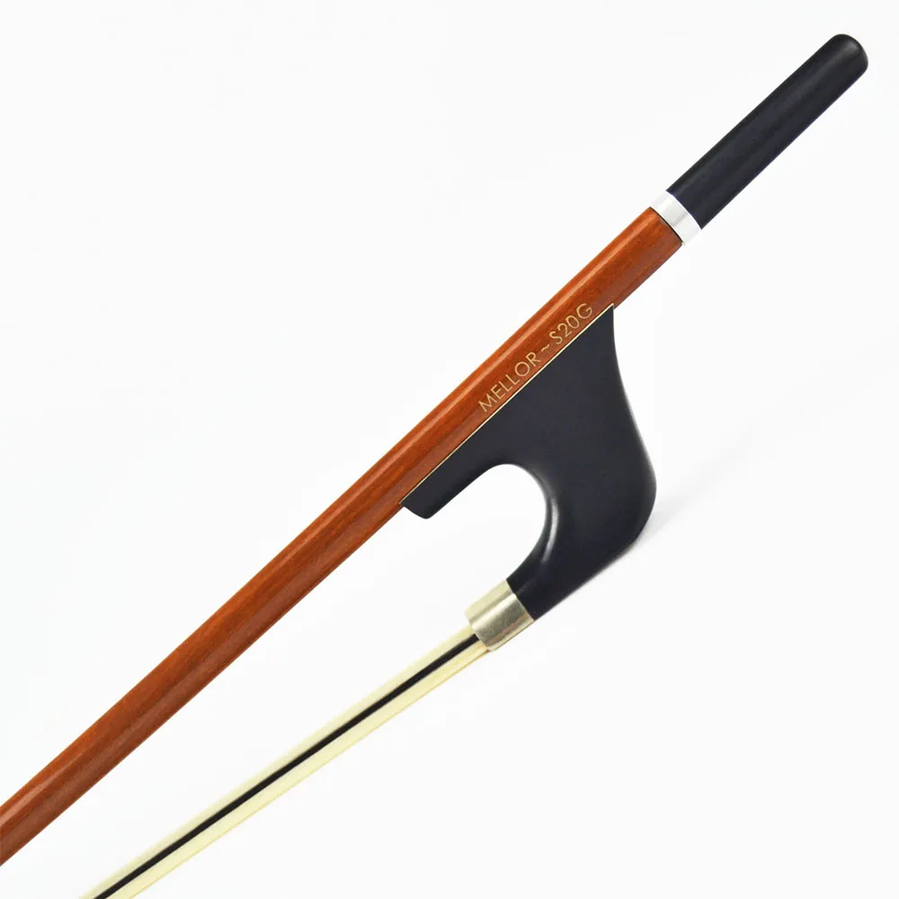 Фото Pernambuco Double Bass Bow Natural White Hybrid Black Horse Hair Warm Mellow and Wild Tone MELLOR Solo Level S20G Accessories №3