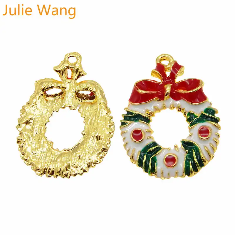 1 упаковка Новогодний венок Julie Wang с эмалью из сплава|Шармы| |