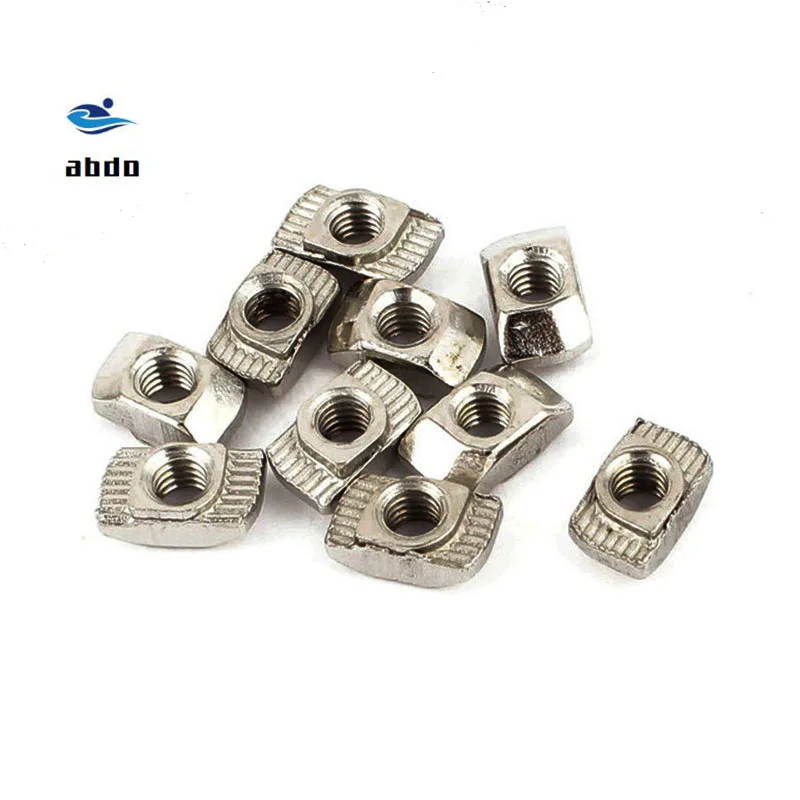 

50Pcs 40 Series M4/M5/M6/M8 Nickel Plated T nut Hammer Head Fasten Nut for Aluminum Extrusion Profile 4040series Slot Groove 8mm