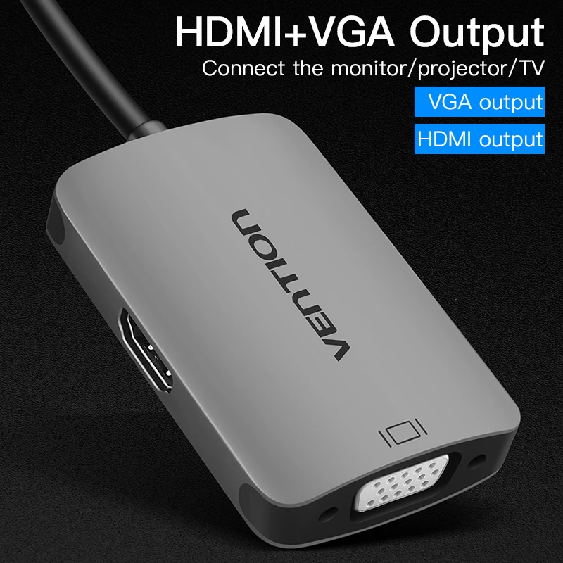 Адаптер Vention USB C на HDMI VGA адаптер Type c для MacBook Chromebook Pixel Huawei Mate 10 3 1 Male|Кабели VGA| |