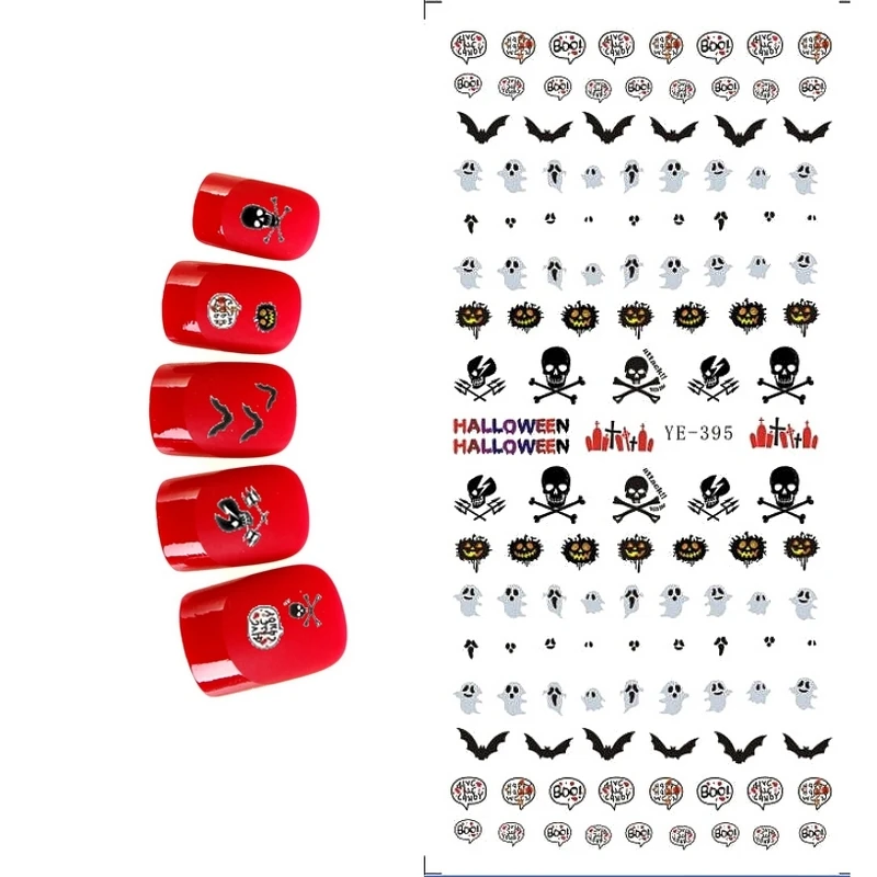 Uprettego дизайн ногтей Красота водная наклейка слайдер для Хэллоуин паук вампир