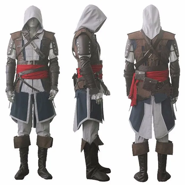 Cosrea костюм ассасина Эдварда Крид черный флаг Kenway Косплей Костюм Полный настройки костюм для Хэллоуина Вечерние