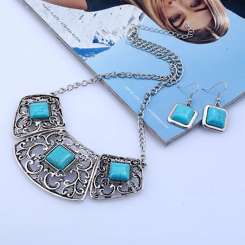 Женский комплект из колье и серёг в винтажном стиле | Украшения аксессуары