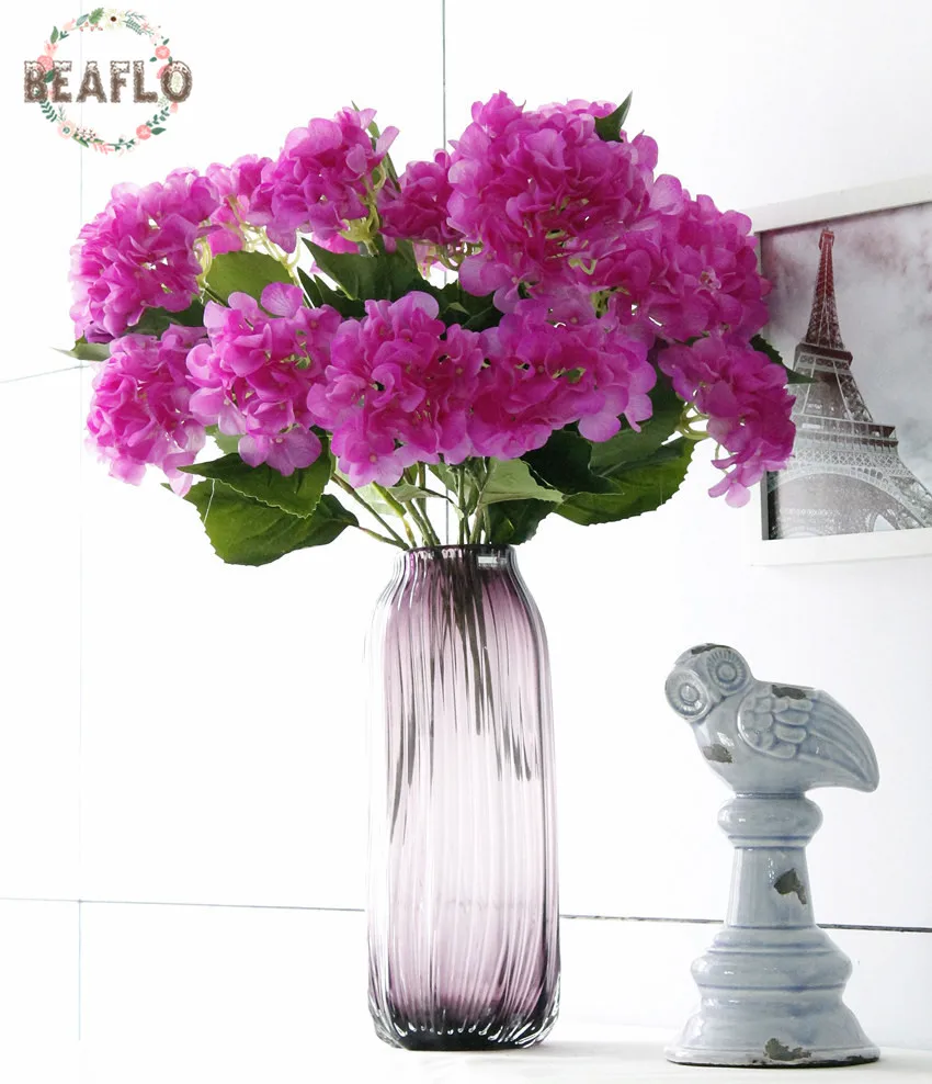 1Bunch 5 Heads Silicone Snowball Hydrangea Bouquet Artificial Flower Wedding Home Decorative Floristry 4 Colors | Дом и сад