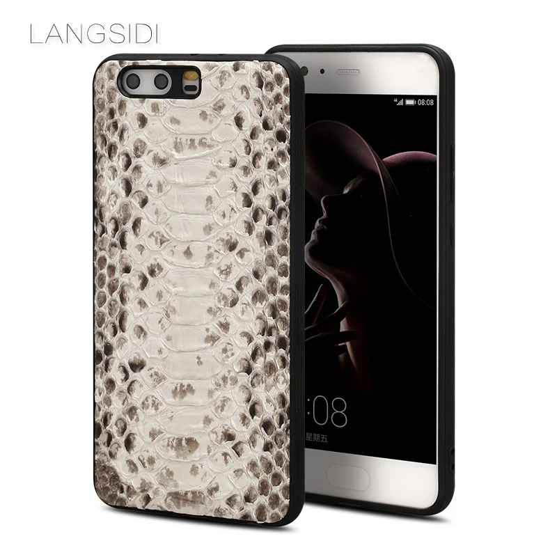 LANGSIDI brand mobile phone case natural python skin cover For Huawei P10 full handmade custom processing |