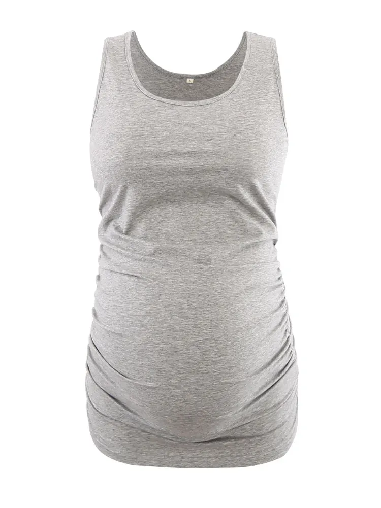 1 piece gray Хлопчатобумажная одежда для беременных, майка с оборками сбоку, топы для беременных, футболки для беременных женщин, одежда для беременных, футболка - Цвет: 1 piece gray