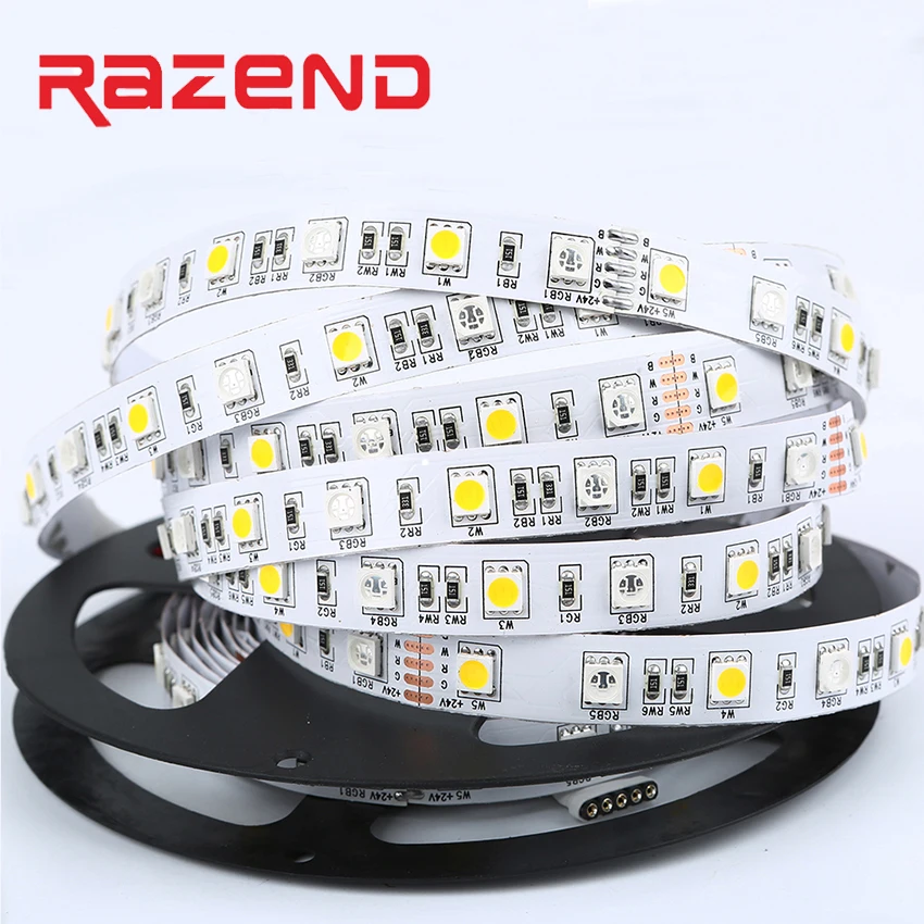 RGBW RGB теплый светодиодный светильник 5050 SMD 12 мм PCB 5 м 60 светодиодов/м DC24V