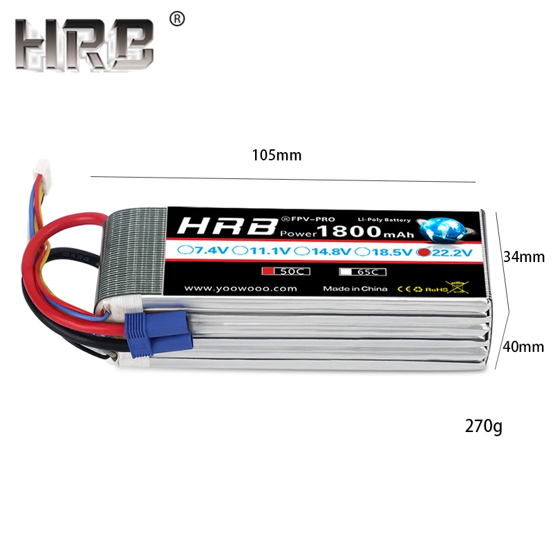 HRB 22,2 V Lipo батарея 6S 1800mah XT60 T Deans XT90 TRX EC5 50C для мультикоптера FPV гоночный самолет багги автомобиль лодка RC запчасти горячая распродажа