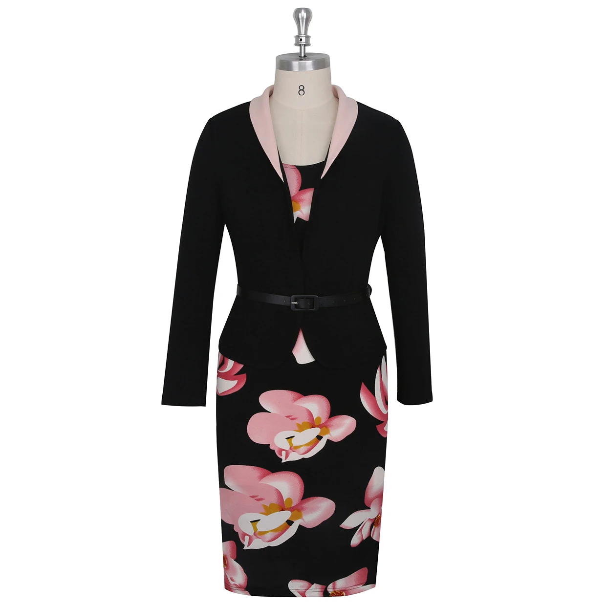 Работа Костюмы Женщин Пиджак и Платье Из Двух Частей Набор Bodycon Elegent цветочные