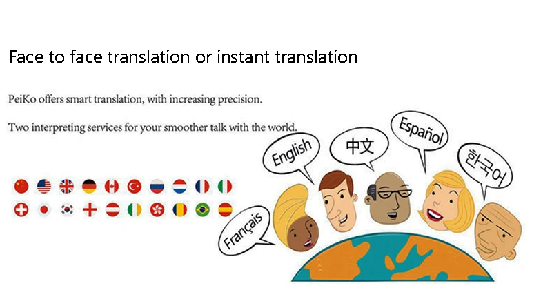 Peiko Smart Dual Mode Translate наушники беспроводные Bluetooth наушники 23 языков перевод для путешествий и бизнеса гарнитура