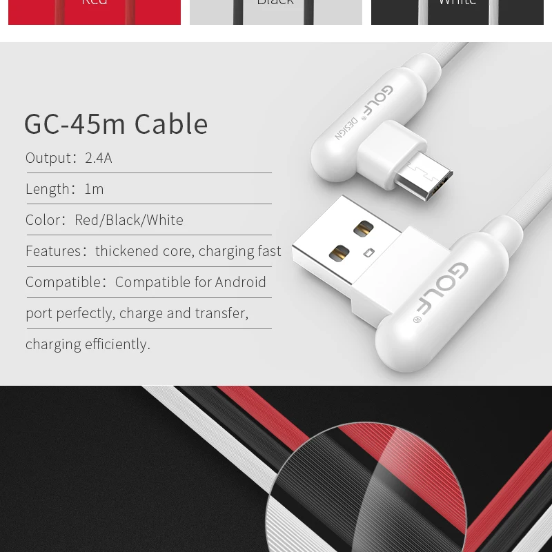 Гольф USB кабель для передачи данных зарядный шнур микро-usb кабель для Xiaomi 4 Redmi Note3 samsung S6 S7 LG G3 Android мобильного телефона Зарядное устройство провода