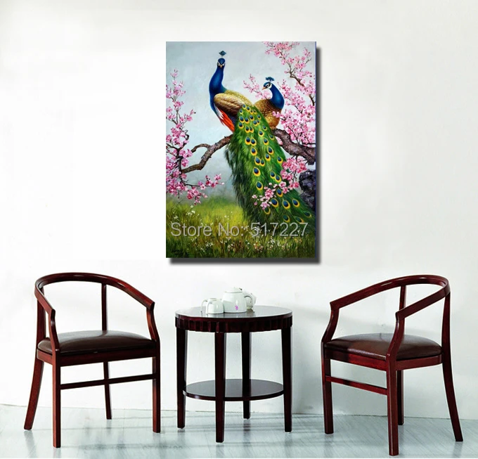 Бесплатная доставка картина маслом ручной работы красивый павлин декоративная