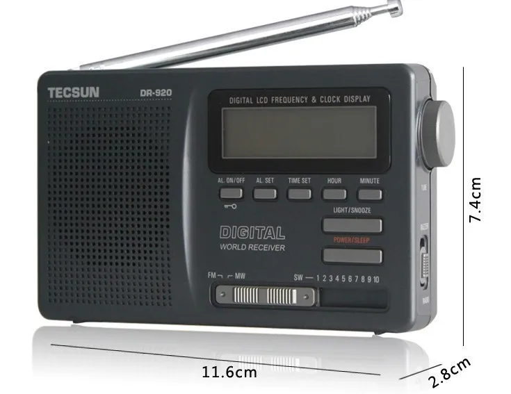 TECSUN DR-920C цифровой дисплей цифровой FM AM MW SW многополосное радио DR920, портативный полнополосный цифровой дисплей часы радио