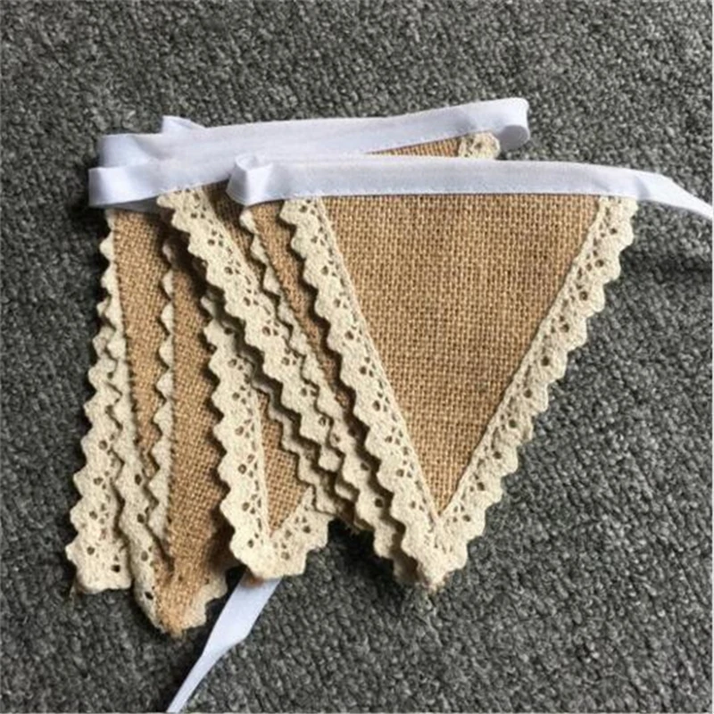 DIY оформление дома баннер/события партии поставки джутовый флаг деревенский из