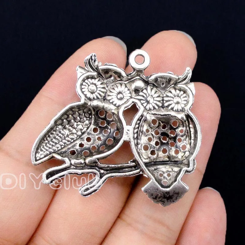 

10pcs-Antique Silver Owls Charms Pendant 41x42mm