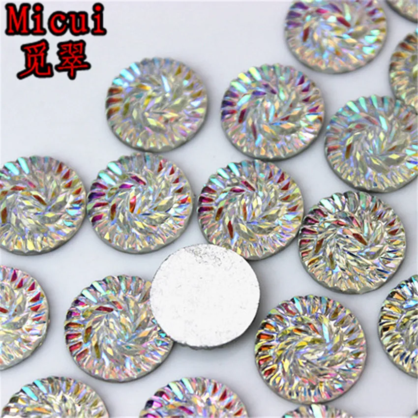 Micui 50pcs 14mm Round Shape Crystal AB Resin Rhinestone Flat Back Strass Non Hotfix Stones DIY Scrapbook Beads MC268 | Дом и сад