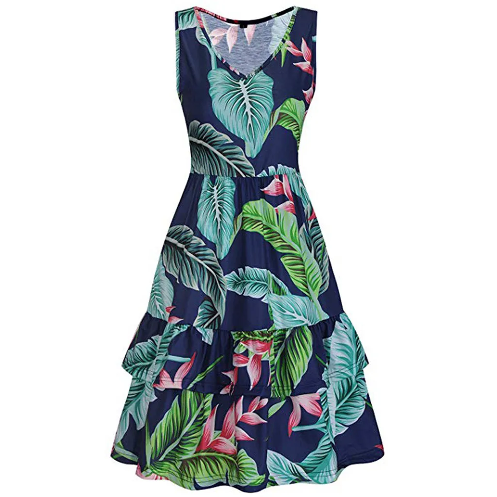 Платье женское ТРАПЕЦИЕВИДНОЕ без рукавов с V образным вырезом|Женские платья| |