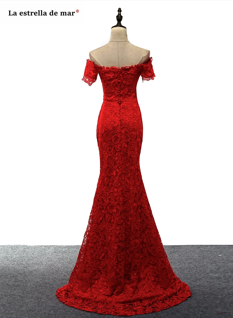 Vestidos de formatura кружевной вырез лодочкой сзади сексуальные красные платья для выпускного Русалка длинное Дешевое вечернее платье плюс размер