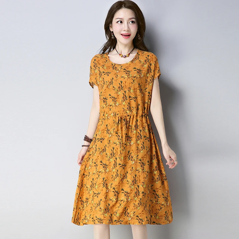 Мода 2018 новые летние женские платья хлопчатобумажная ткань мешок со шнурком