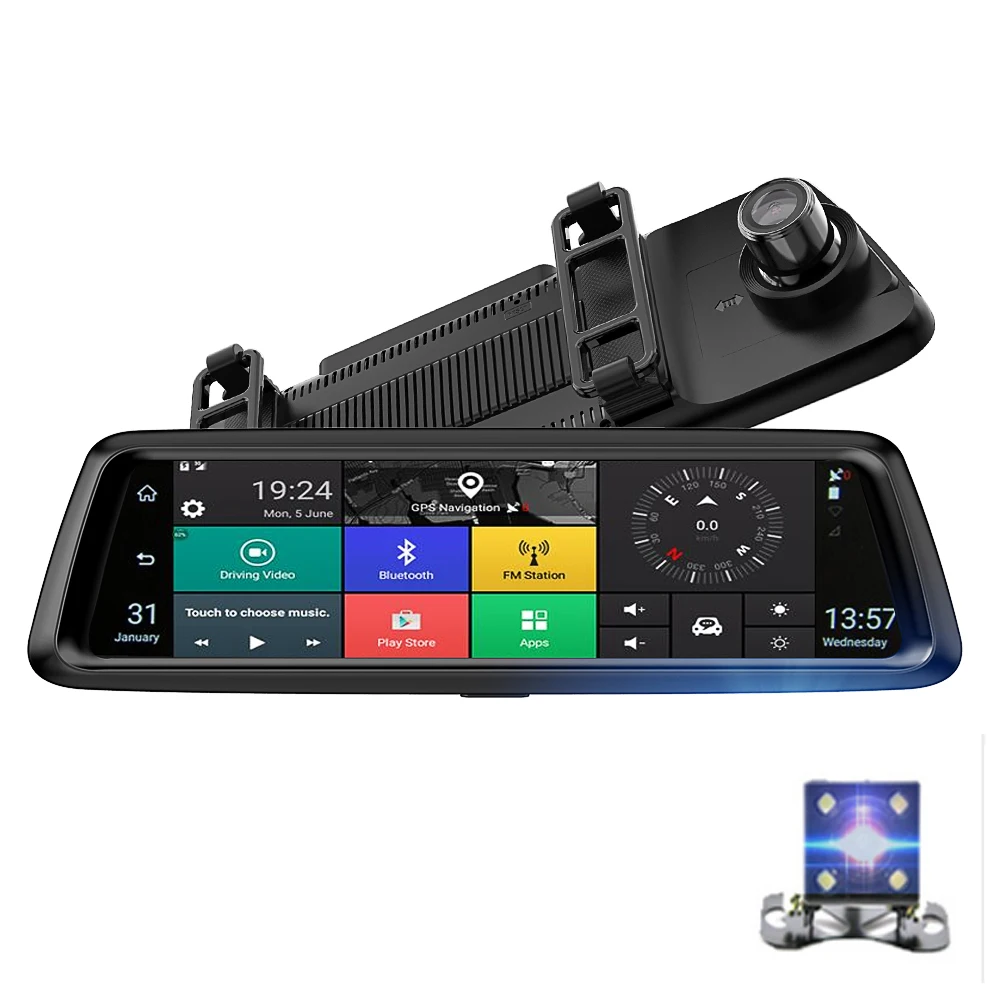 Автомобильный видеорегистратор с сенсорным экраном 10 дюймов 4G Android Full HD 1080P GPS