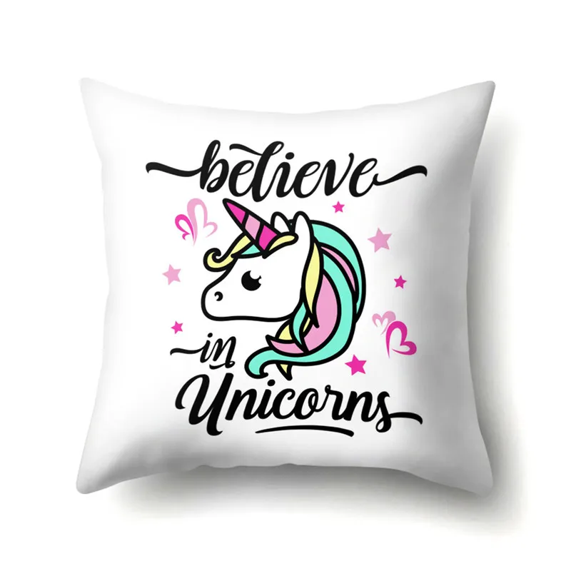 45x45cm Unicorn Pillow Case Party Supplies Cotton Blend Cushion Cover Sofa Baby Shower Children Birthday Gift | Дом и сад