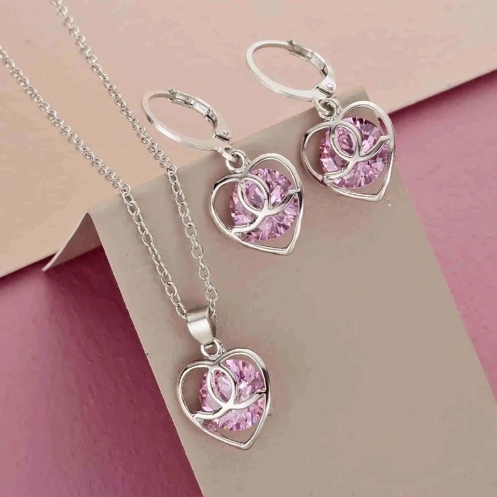 Exquisite Necklace Pendant Earring Jewelry Sets For Women Fashion Simple Gold And Silver Color Zircon Crystal Jewellery Gifts | Украшения и