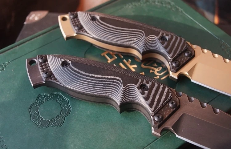 Очень острый Бронзовый/вареный D2 нож для выживания на открытом воздухе