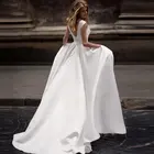 Атласные свадебные платья, с V-образным вырезом на спине