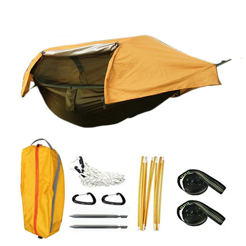 Yellow Multi-functional insect net waterproof windproof ultralight parachute hammock aerial tent Portable Outdoor Camping 270x140cm - Цвет: Yellow
