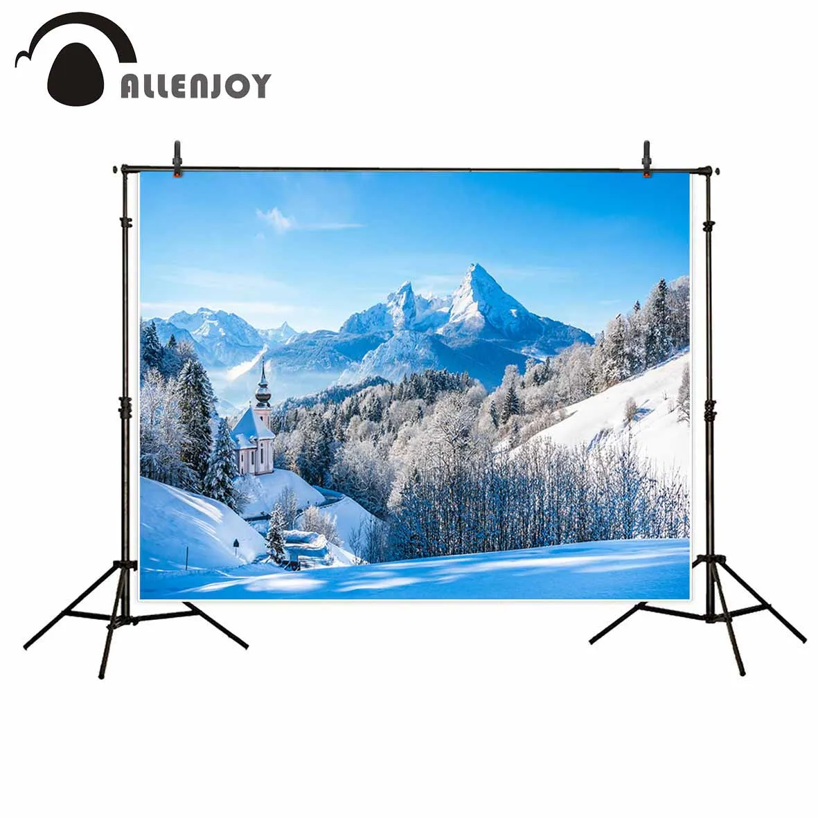 Allenjoy Новые поступления фотографический фон синий снег церковь холодная Красивая