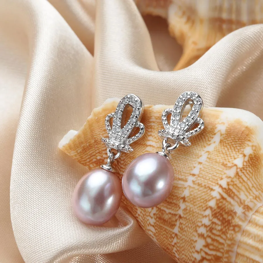 Hot Selling Natural Freshwater Pearl Drop Earrings For Women Fashion 925 Sterling Silver Wedding Jewelry Anti Allergic | Украшения и