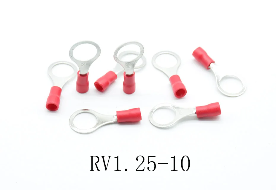 50 шт. красный RV1.25-3 4 5 6 8 10 12 кольцо изолированный провод разъем Электрический обжимной клеммный кабель провода соединитель AWG
