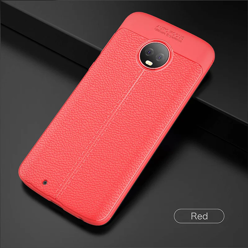 Красный Кожаный чехол Litchi для Motorola Moto E4 C E5 Play Go G4 G5 G5S G6 Plus X4 Z2 Z3 Play TPU мягкий чехол для Moto E4 Plus EU Coque - Цвет: Красный