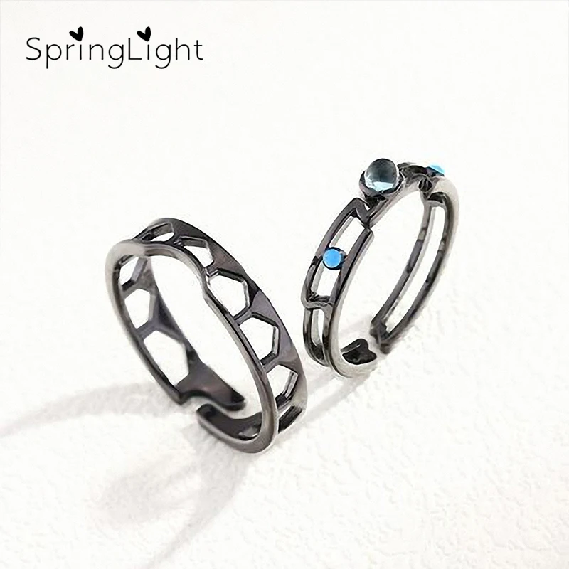 Pair Ring Весеннее светящееся пенопластовое дизайнерское Кристальное кольцо с натуральным 925 пробы, серебряным синим хвостом, кольца с драгоценными камнями для женщин, ювелирное изделие, подарок для дам - Цвет камня: Pair Ring