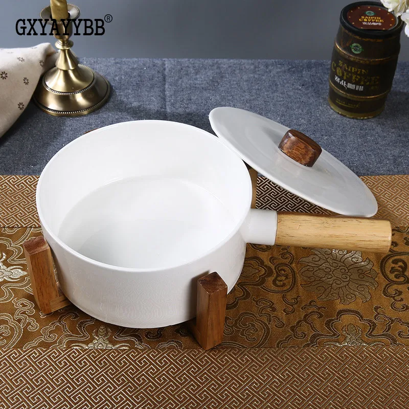 GXYAYYBBCeramic soup pot Acacia wood frameEuropean and American flat heat-resistant non-stick ceramic (Do not use open fire) | Дом и сад